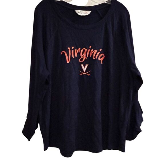 Flying Colors Virginia Cavaliers Women's Ruffle Sleeve Top Blue XL - Picture 1 of 14
